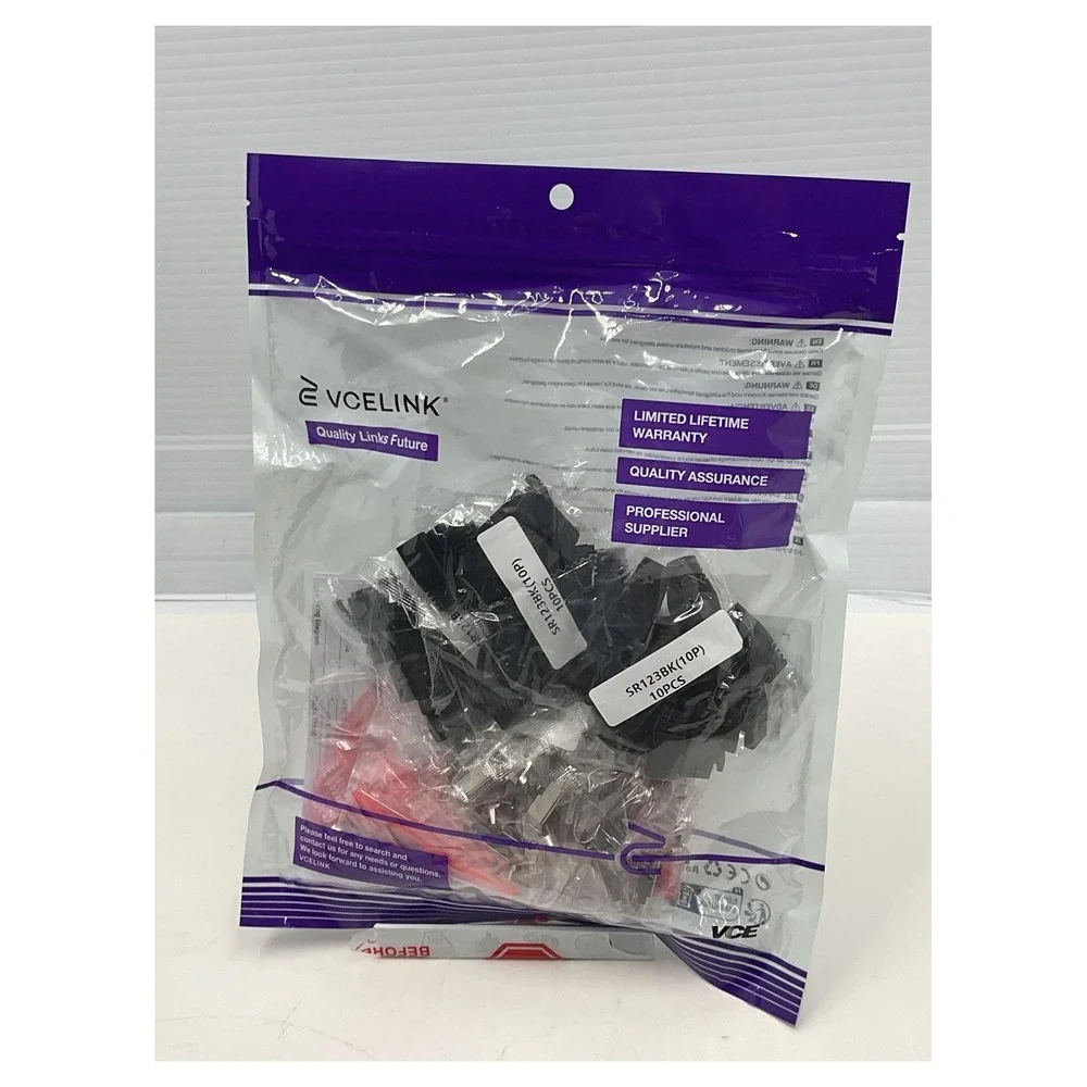 VCELINK Shielded RJ45 Cat6A Cat7 Modular Plugs‎ & Boots 30-Pack SJ657 Black